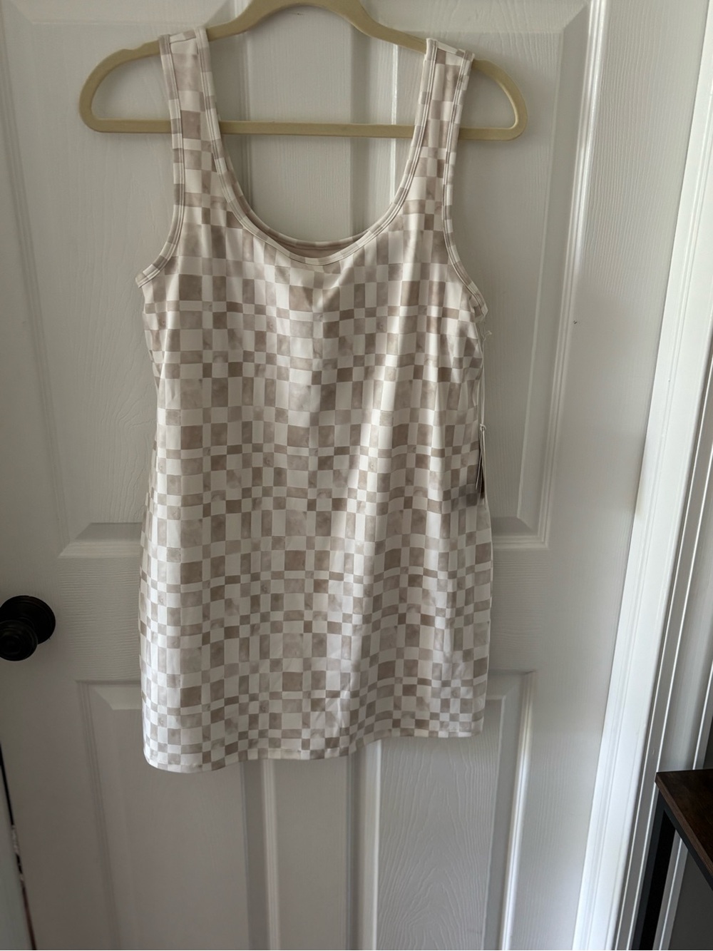 Z Supply Checkerboard Tank Dress in Cream and Beige